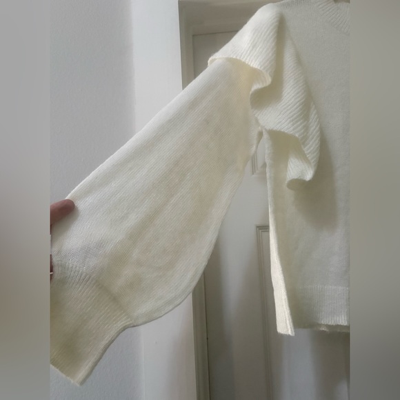 Ces Femme Cream Sweater with Ruffle Sleeves - Picture 3 of 7